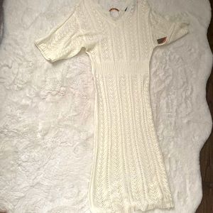 Off white long knit dress